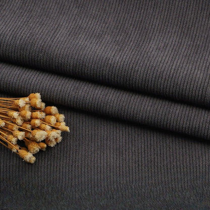 Fine Wale Corduroy Fabric, 16-Wale Solid Cloth for Upholstery & Apparel - Dark Grey