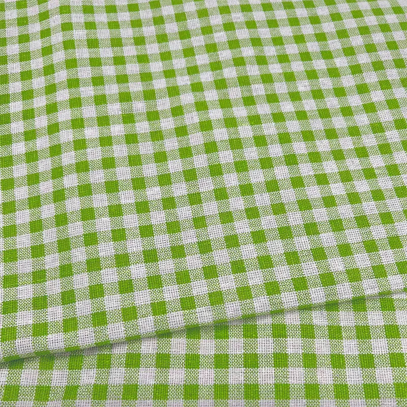 Plaid Cotton Linen Fabric for Tablecloths, Sofa Covers & Crafts - Green Plaid