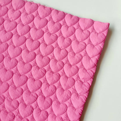 Nylon Quilted Puffer Fabric, Candy Hearts, for Coats, Bags & Cushions - Rose