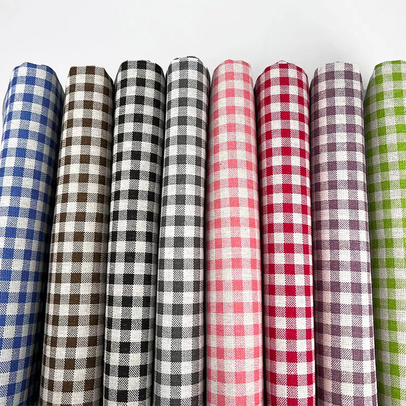 Plaid Cotton Linen Fabric for Tablecloths, Sofa Covers & Crafts