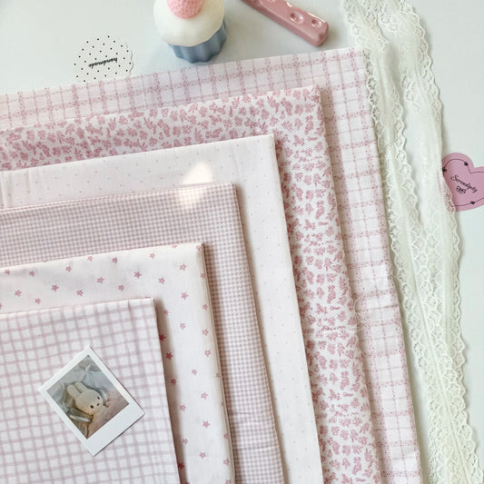 Cotton Fabric, Star Polka & Plaid Prints, for Homewear, Dollwear & Scrunchies