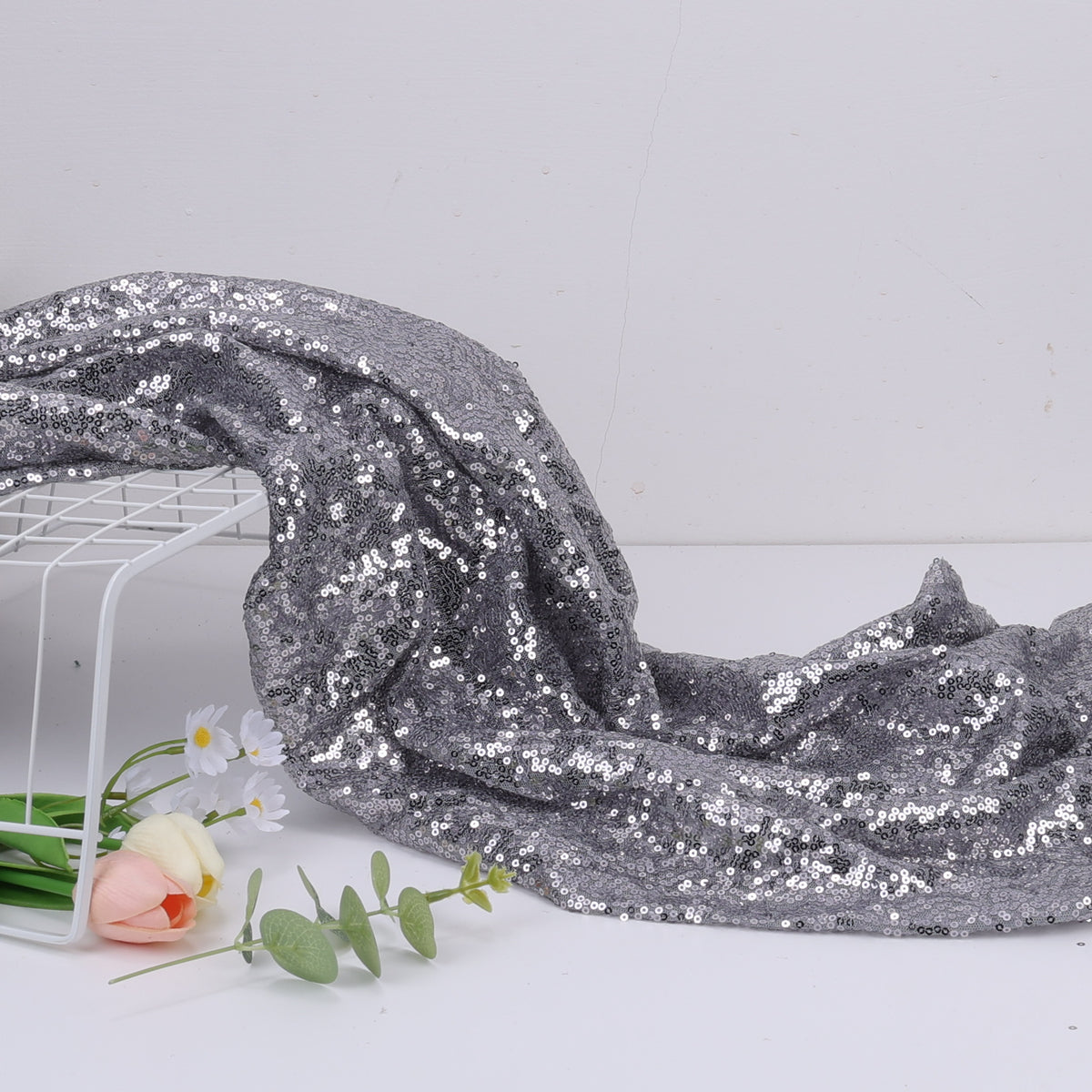 Mermaid Sequin Fabric, Shimmer, 49 in Wide - Grey