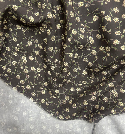 Rayon Fabric, Gray Coffee Floral, for Dresses & Pants