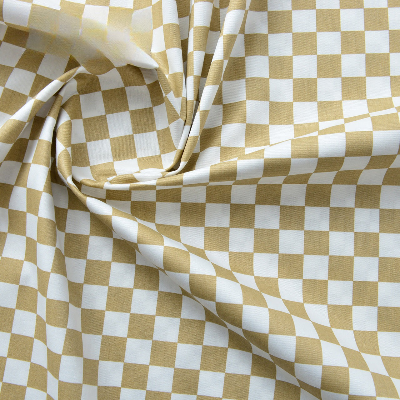 Plaid Cotton Fabric, Gingham Check Cloth for DIY & Bedding - Khaki
