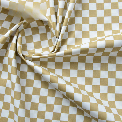 Plaid Cotton Fabric, Gingham Check Cloth for DIY & Bedding - Khaki