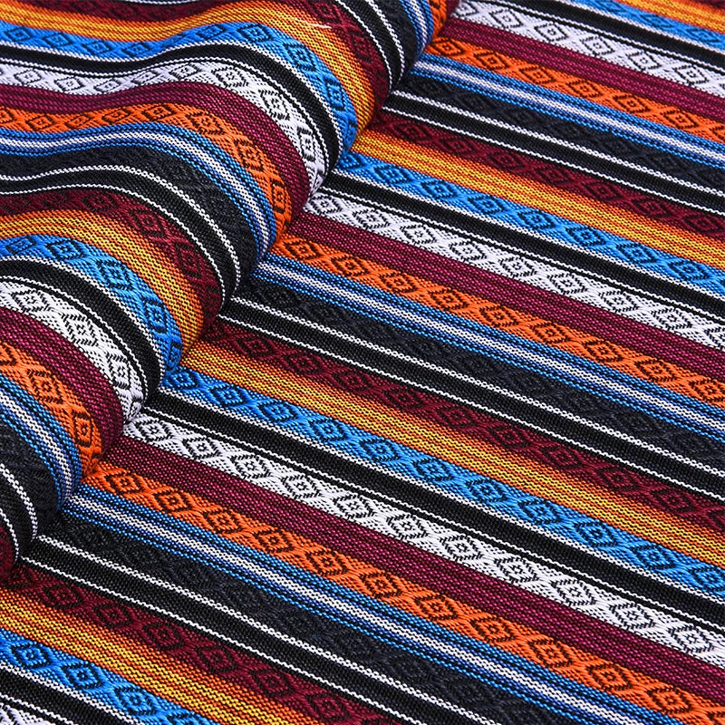 Ethnic Cotton Linen Tablecloth Fabric, Vintage Woven for Home Decor - 41#