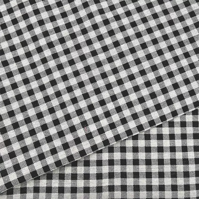 Plaid Cotton Linen Fabric for Tablecloths, Sofa Covers & Crafts - Black Plaid