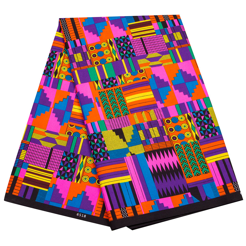 African Wax Print Fabric, Kente Motif Polyester (3 Prints) - FP6518