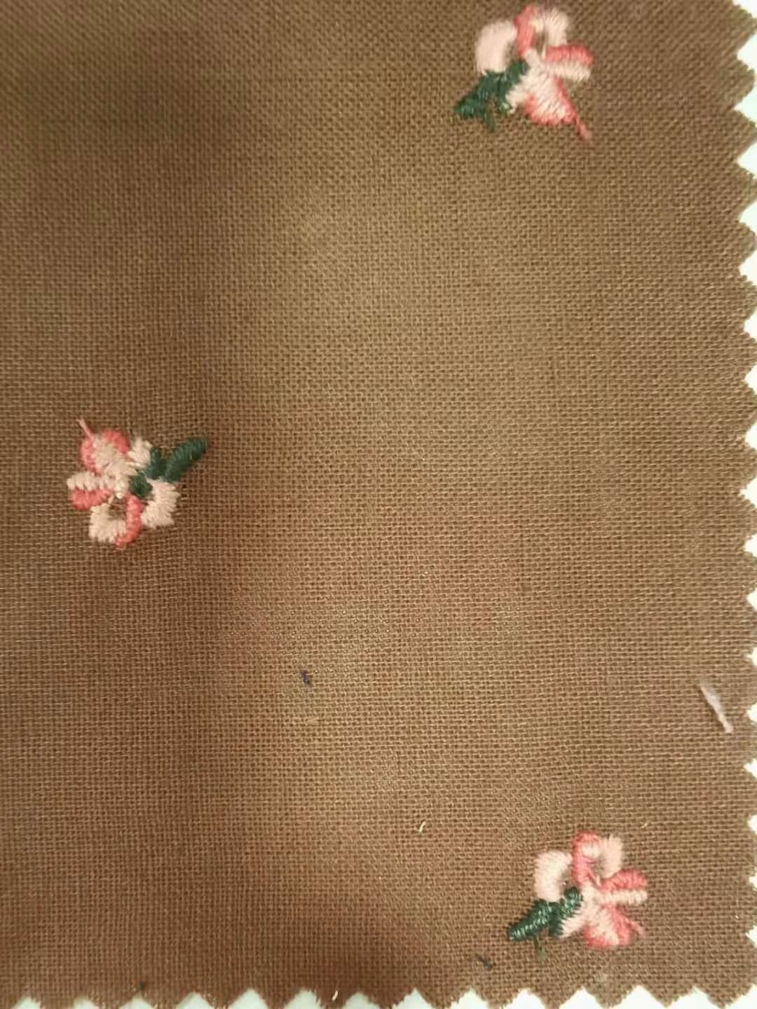 Ramie Flower Embroidery Fabric, 49 in Wide - Coffee