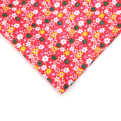 Floral Polyester Fabric, Simple Print Cloth for Shirts & Curtains - Red