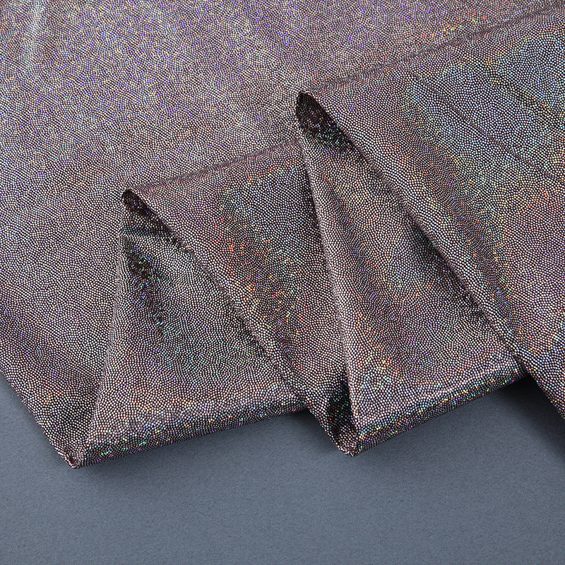 Silver Foil Stretch Stage Fabric, for Live Stream & Stage - Wine Red