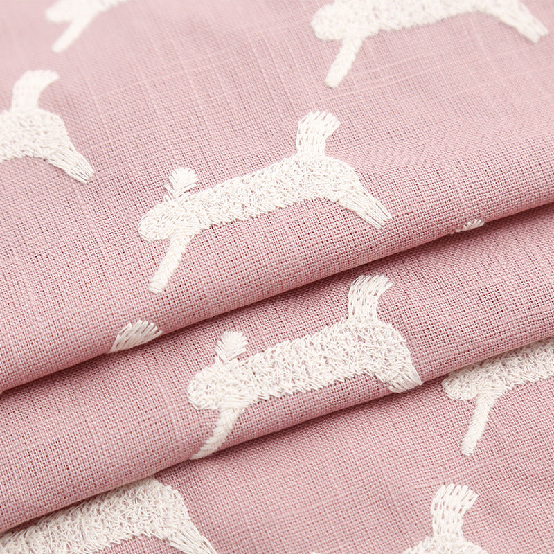 Cartoon Rabbit Embroidery Fabric, for Kids, 49 in Wide