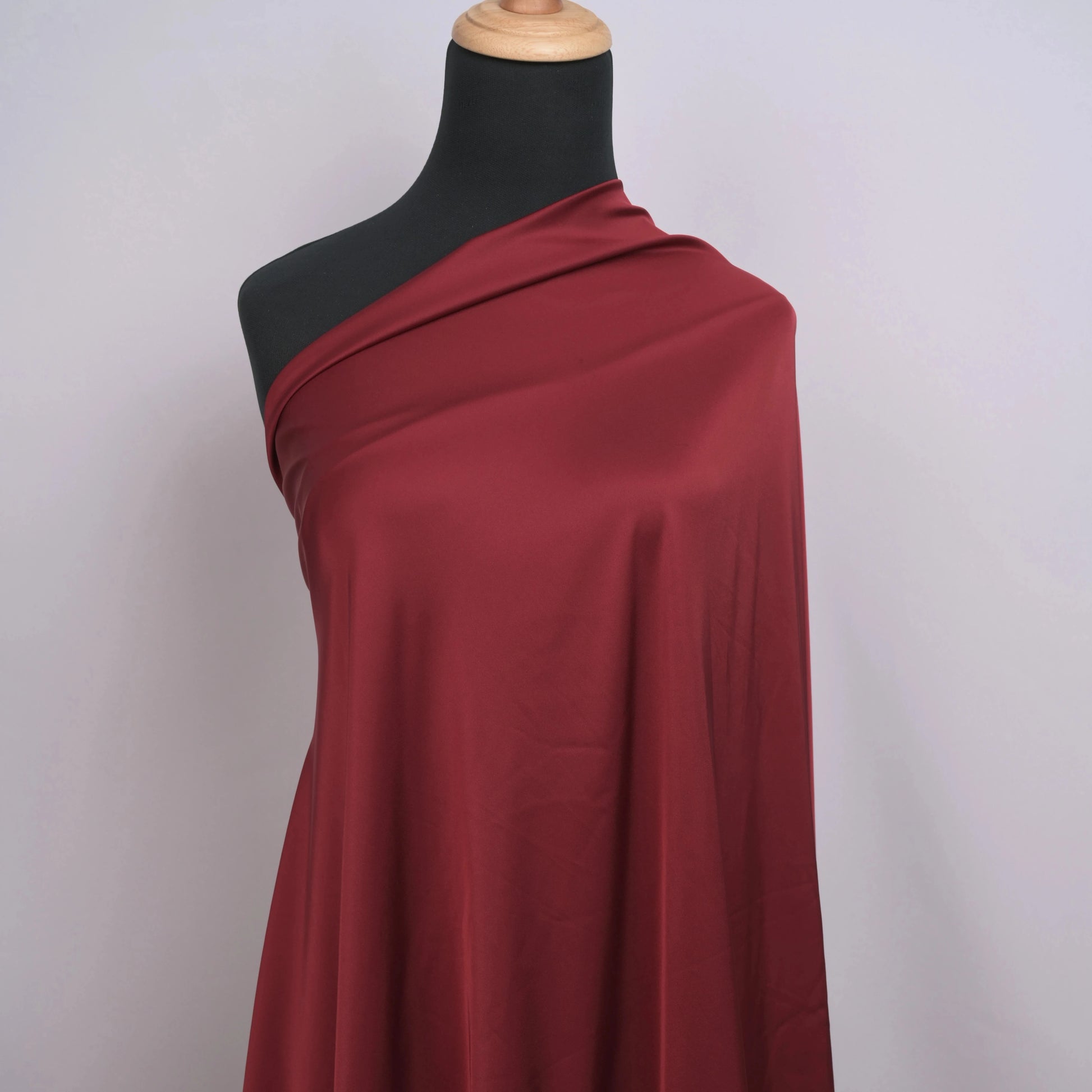 High-Stretch Satin Chiffon Fabric, 9 Colors for Loungewear, Shirts & Sleepwear - Wine Red