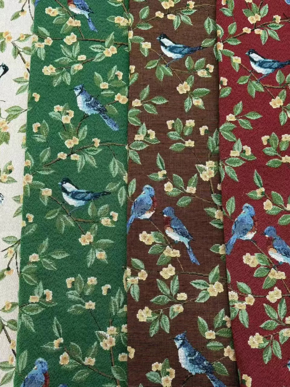Poly Jacquard Bird & Flower Fabric, for Curtains & Linens