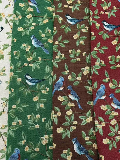 Poly Jacquard Bird & Flower Fabric, for Curtains & Linens