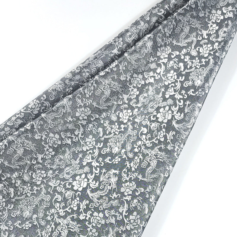All-Over Dragon Satin Fabric By The Yard | 17 Colors, 47" Wide for Hanfu & Home Decor - Grey White