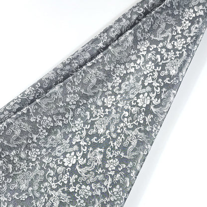 All-Over Dragon Satin Fabric By The Yard | 17 Colors, 47" Wide for Hanfu & Home Decor - Grey White