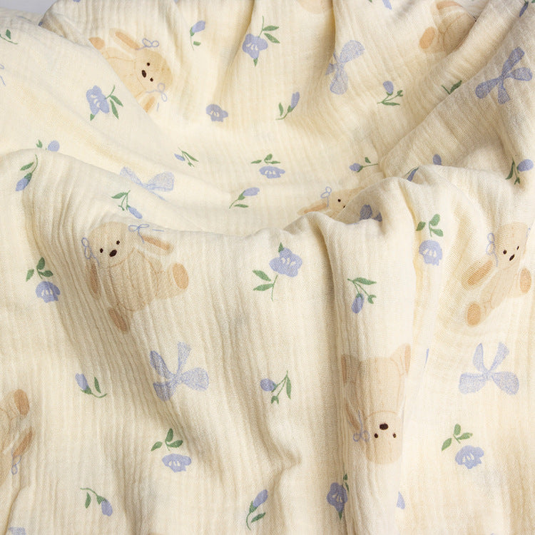 Double Gauze Cotton Fabric - Crinkle Texture Apparel & Craft by the Yard - Dog Bow