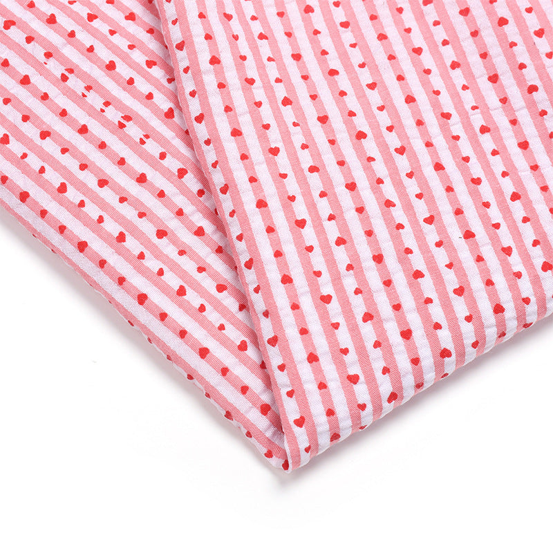 Bubble Stripe Polyester Fabric, Heart Print for Costumes & Crafts - 1