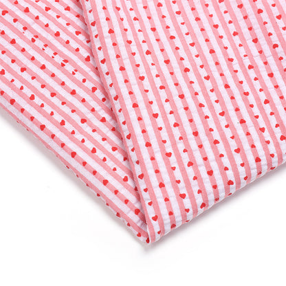 Bubble Stripe Polyester Fabric, Heart Print for Costumes & Crafts - 1