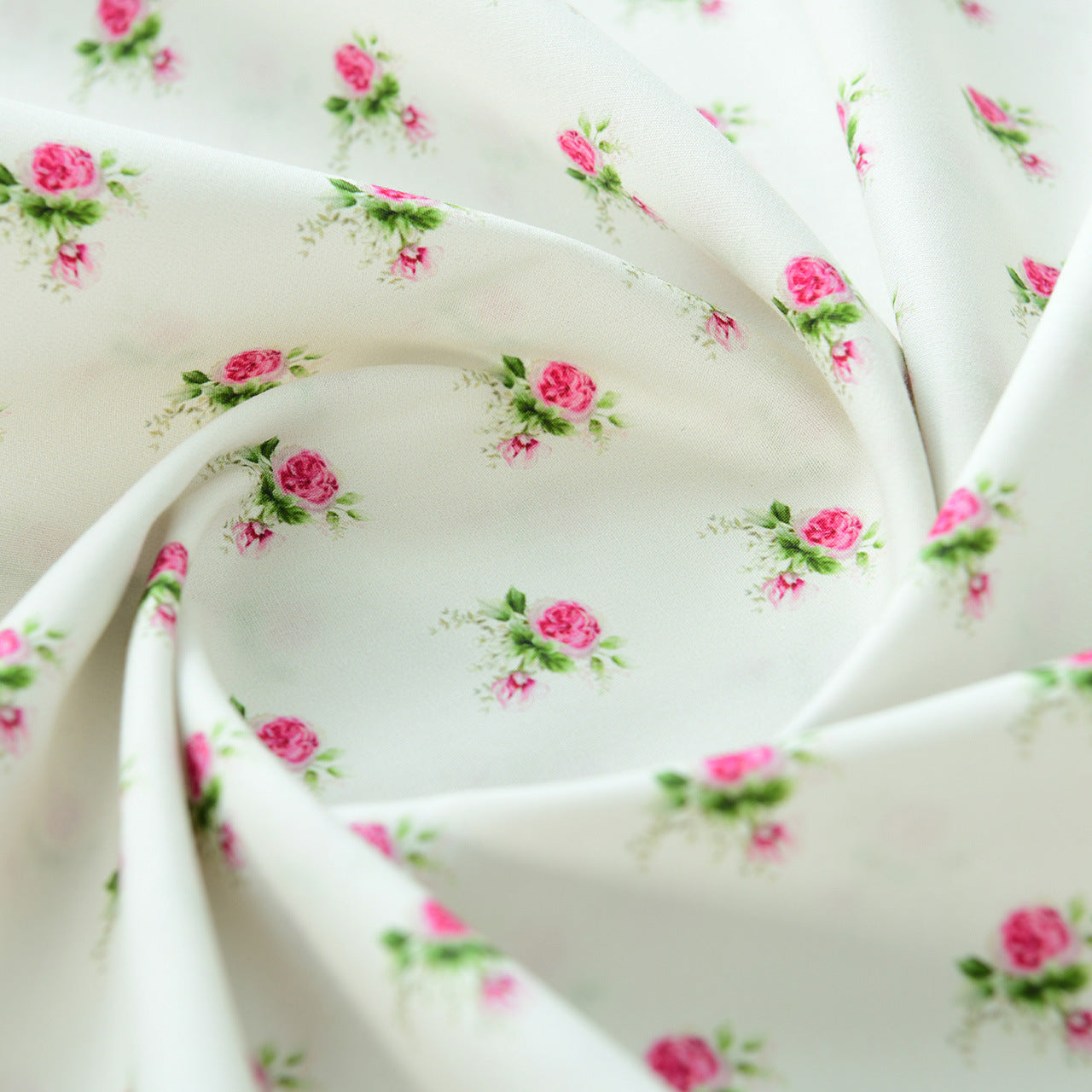 Floral Poplin Cotton Fabric - Shirt & Dress by the Yard - Evening Mist Crimson