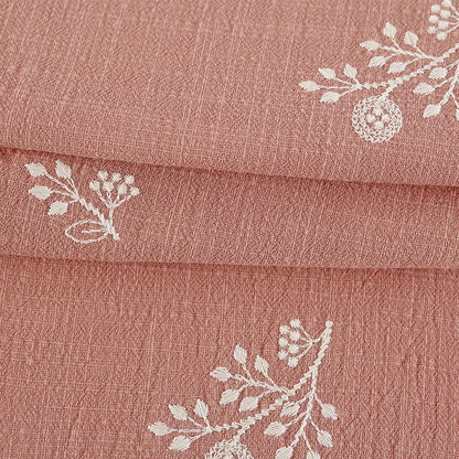 Slub Cotton Floral Embroidery Fabric, 49 in Wide