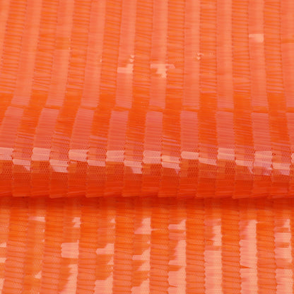Sequin Embroidery Fabric By The Yard | 15 Colors, 49" Wide for Christmas Craft & Accessories - Orange