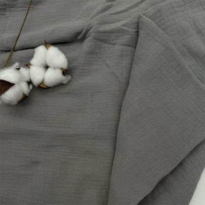 Double-Layer Cotton Gauze Fabric, Soft Crinkle Woven for Loungewear - Dark Grey 139#