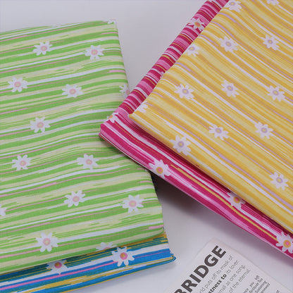Striped Print Polyester Fabric, Horizontal-Bar Cloth for Bags & Linings