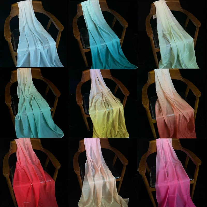 Ombre Chiffon Gradient Print Fabric, Sheer Polyester for Hanfu & Decor