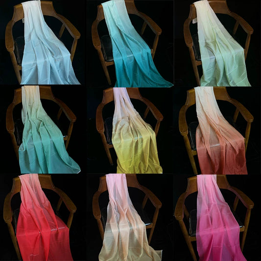 Ombre Chiffon Gradient Print Fabric, Sheer Polyester for Hanfu & Decor