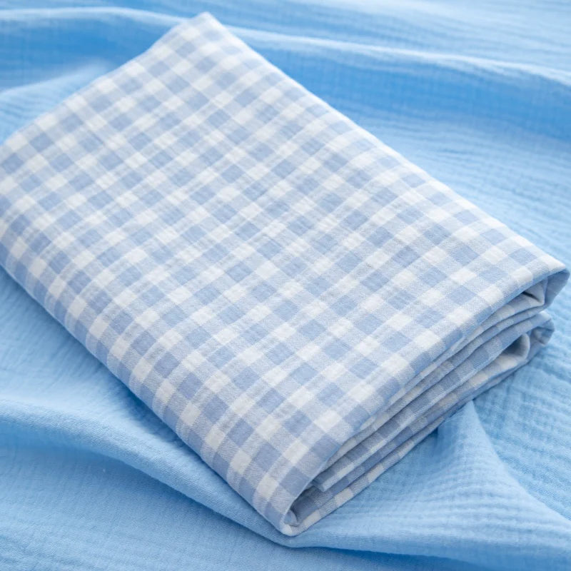 Cotton Double Gauze Fabric, for Baby Layering Pieces - Blue Check