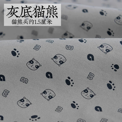 Brushed Cotton Flannel Fabric, Kids Prints, for Kids' Wear, Pajamas & DIY - Gray Panda