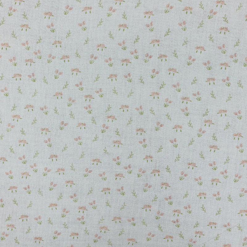 Cotton Double Gauze Fabric, Small Floral & Bow Prints (6) - Pink Small Flower 2