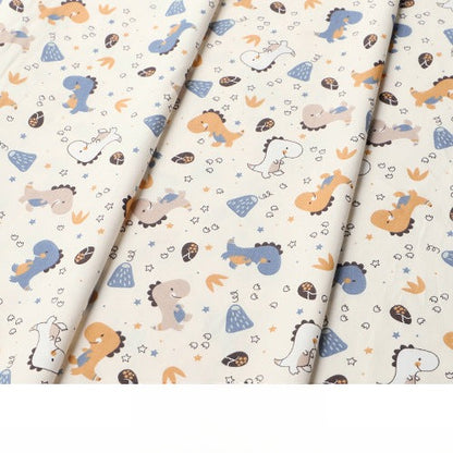 Baby Cartoon Print Cotton Twill Fabric, Cute Kids Cloth for Bedding & Apparel - Volcano Dinosaur