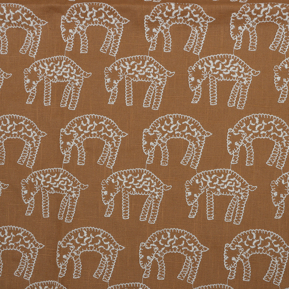 Leopard Embroidery Fabric, for Jackets, 47 in Wide - Coffee