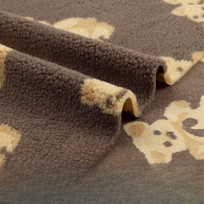 Printed Sherpa Fleece Fabric, Plush Warm Knit for Toys & Outerwear - Coffee Bear