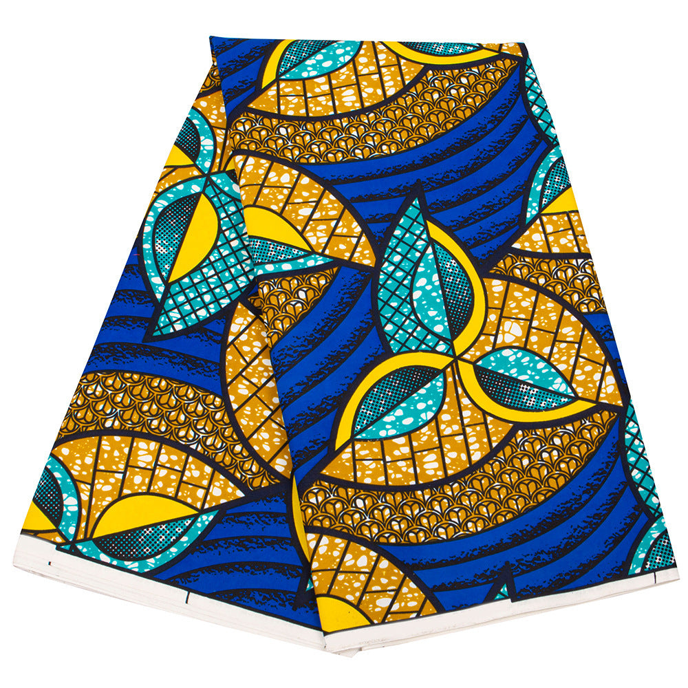African Wax Print Fabric, Geometric Double-Sided Polyester (9 Prints) - FP6466