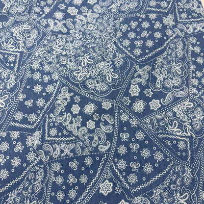 Cotton Denim Fabric, Washed Prints, for Dresses, Shirts & DIY - Mystic Floral Paisley