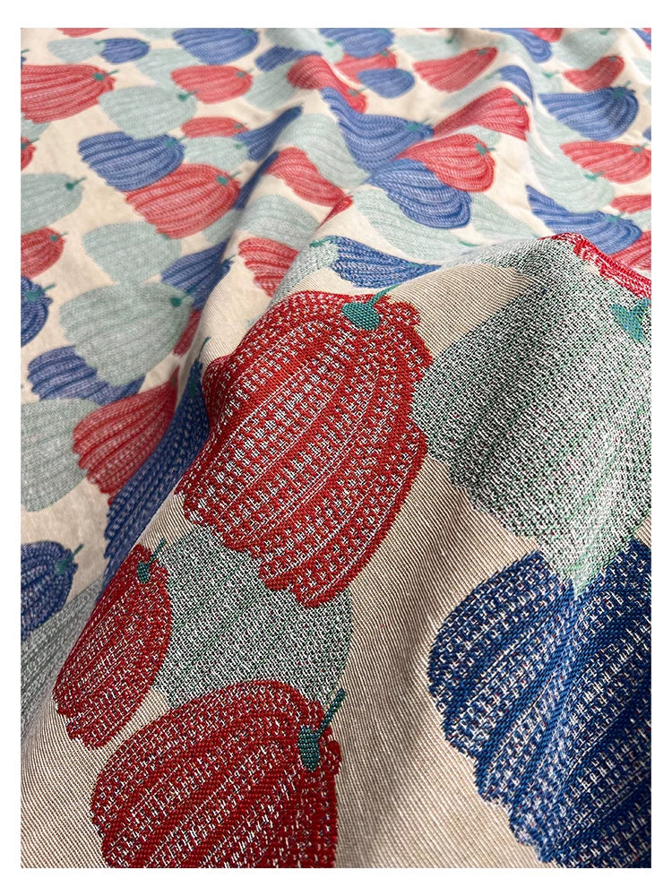 Pumpkin Yarn-Dyed Jacquard Fabric, Thick Woven Cloth for Apparel & Upholstery