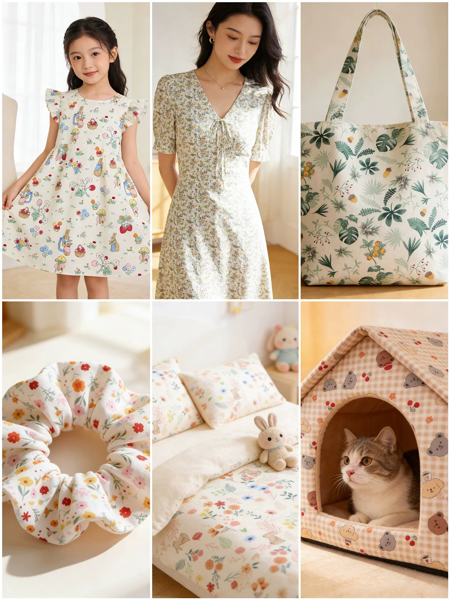 Cotton Fabric, Country Floral Prints, for Dresses, Skirts & Patchwork