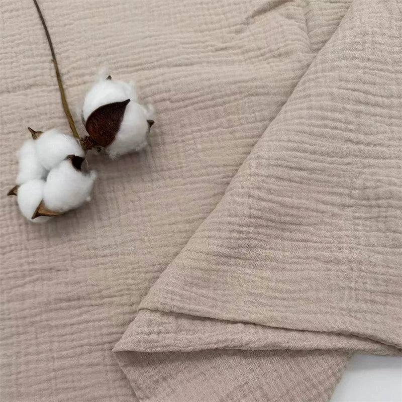 Double-Layer Cotton Gauze Fabric, Soft Crinkle Woven for Loungewear - Natural 151#