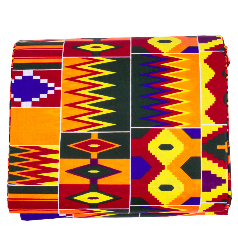 African Wax Print Fabric, Kente Motif Polyester (6 Prints)