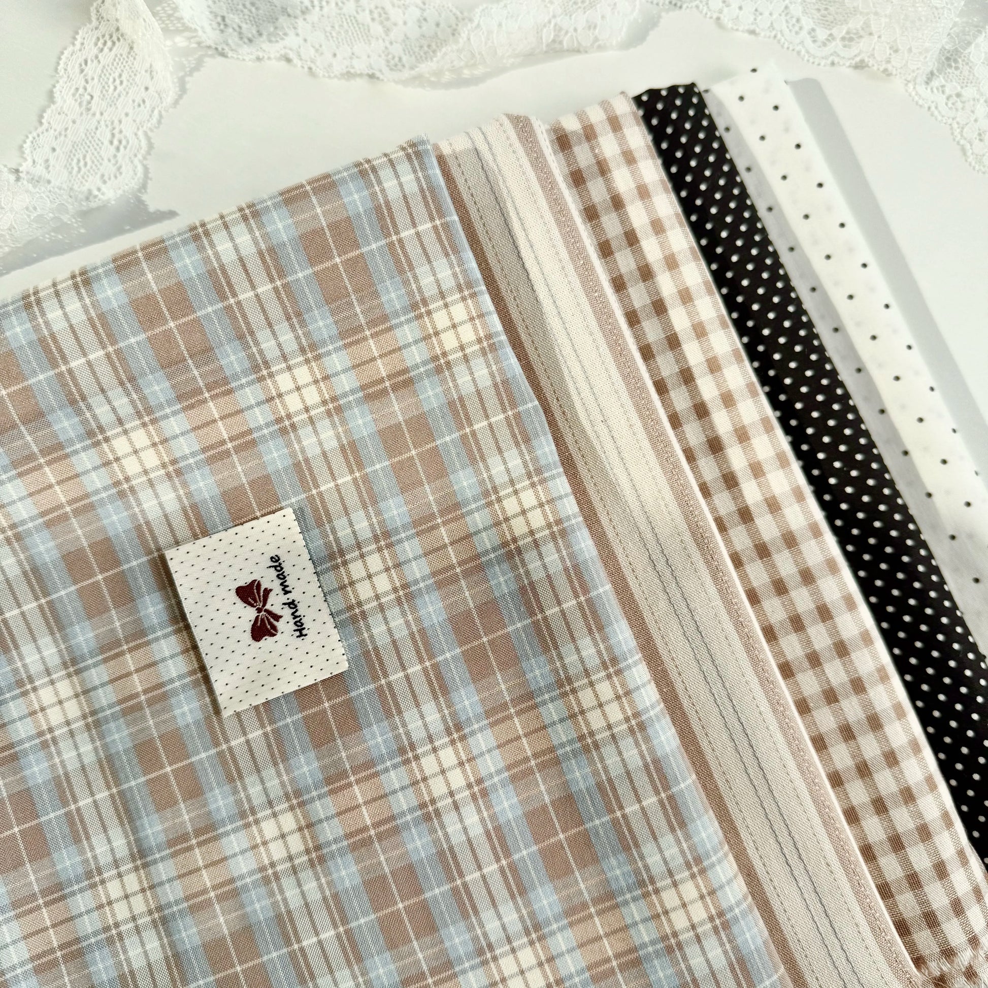 Cotton Shirting Fabric, Retro Stripe & Polka, for Shirts, Skirts & Hair Scrunchies
