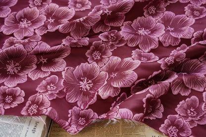 3D Floral Metallic Jacquard Fabric - Dress Jacket by the Yard - Rose Pink