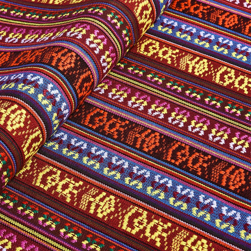 Ethnic Cotton Linen Tablecloth Fabric, Vintage Woven for Home Decor - 37#