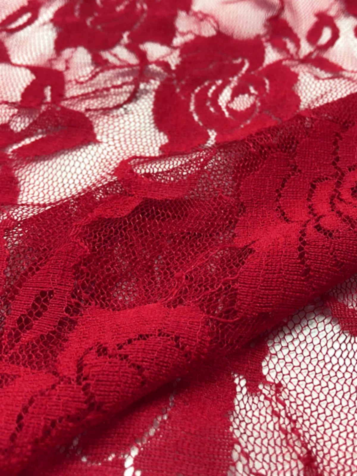 Rose Lace Fabric, Sheer Stretch Net for Weddings & Decor