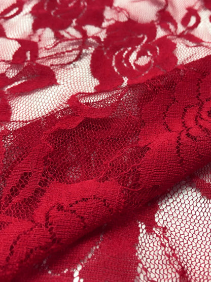 Rose Lace Fabric, Sheer Stretch Net for Weddings & Decor