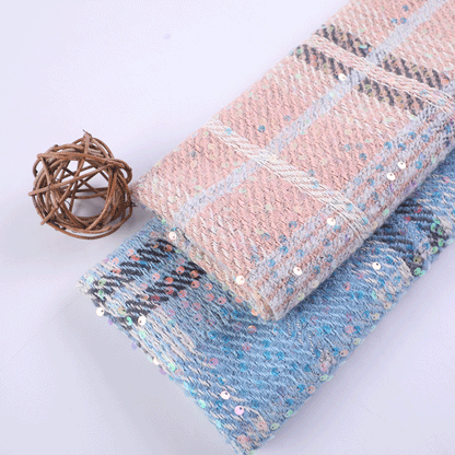 Sequin Jacquard Tweed Fabric, 2 Colors for Statement Jackets & Dresses - Pink