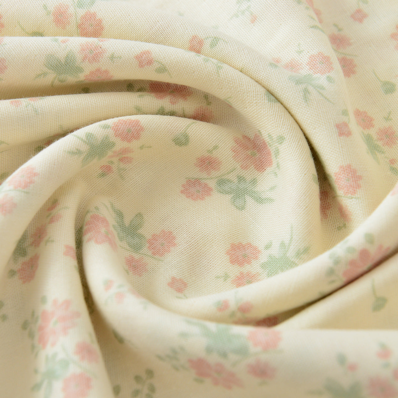 Floral Double Gauze Cotton Fabric - Home Decor & Apparel by the Yard - Fresh Green Floral Wave